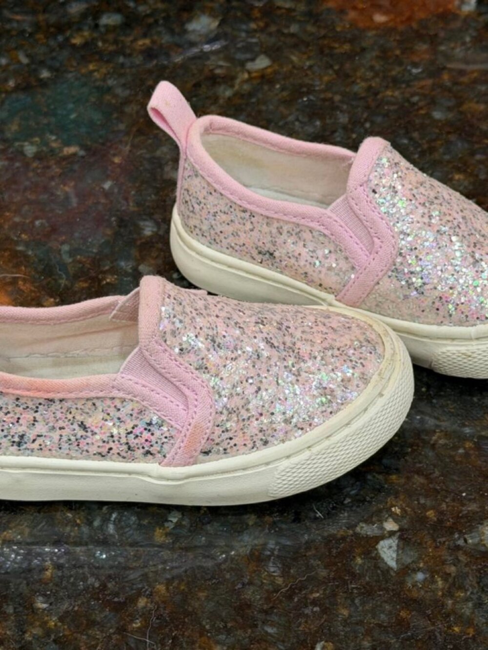 Cat & Jack Pink Glitter Slip-On Sneakers Toddler Size 5